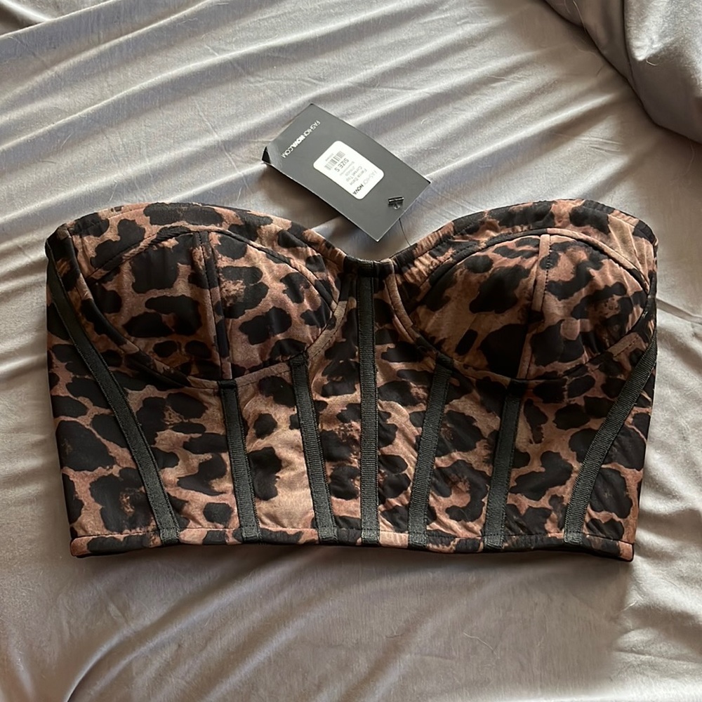 NWT Fashion Nova Leopard Corset Top